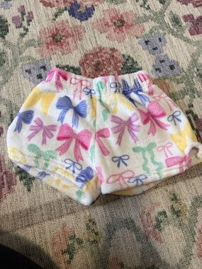 IScream Bow Print Plush Lounge Shorts - Multicolor